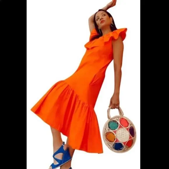 Anthropologie WHIT TWO Flouncy Ruffle Midi Dress NWT - Picture 7 of 9